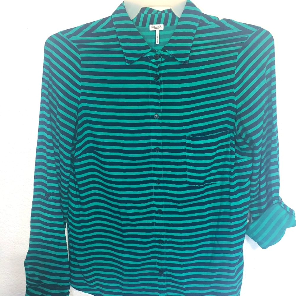 Splendid long sleeve striped 100% Rayon woman's blouse 👚